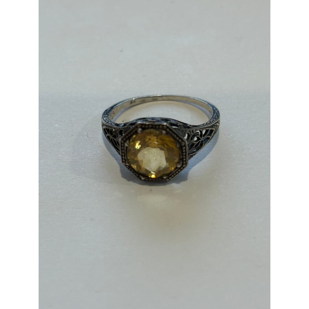 Elegant Silver Ring with Yellow Citrine  Gemstone